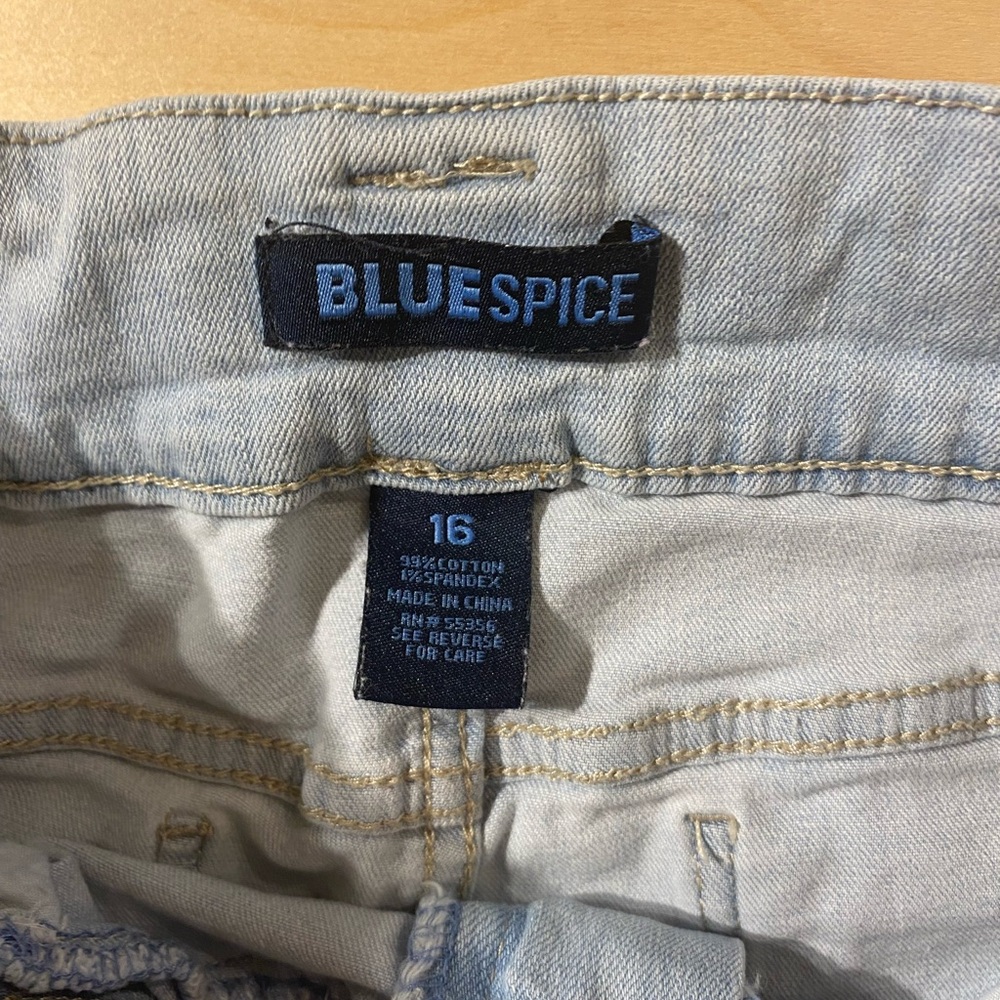 Blue Spice Sky Blue Casual Jean Button Fly Shorts16 (OE) - Picture 4 of 6